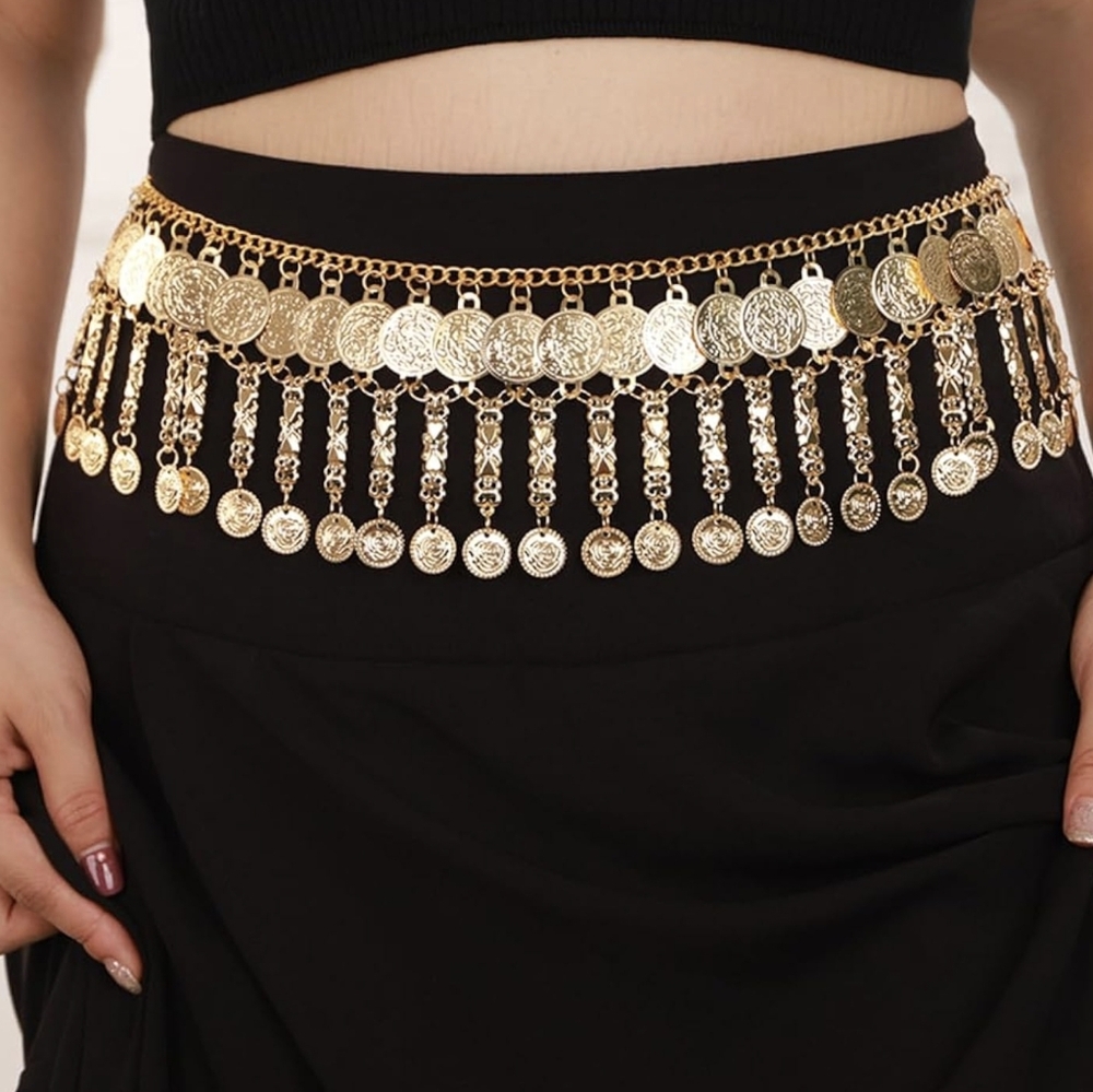 NWT Boho Gold Coin Chain Belt